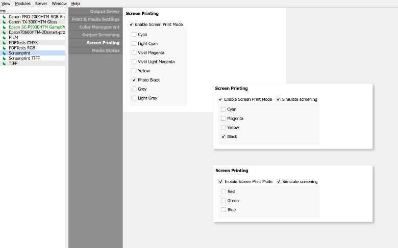 Screen Printing options